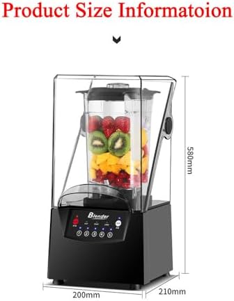 Super Quiet Commercial Blender with Soundproof Enclosure Heavy Duty Ice Crushing Machine Self-Cleaning 4D Blades Perfect for Smoothies Soups &amp Frozen Drinks - 2 Crushed Cups Included