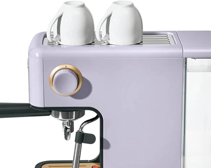 B Slim Espresso Maker by Drew Barrymoree with 20-Bar Pressure Touch-Activated Display and Steam Wand for Latte &amp Cappuccino (Lavender)