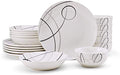 Unknown1 Circles 18pc Dinnerware Set Grey Geometric Modern Contemporary Round Porcelain 18 Piece Microwave Safe