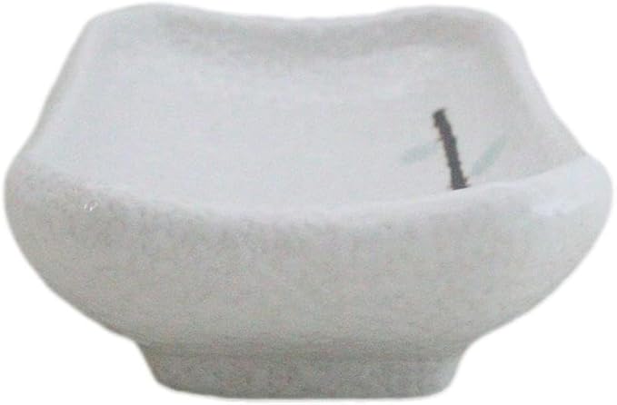 Ebros Gift Modern Yukino Hana Snow Flowers Ceramic Dinnerware Serveware Kitchenware Set Oriental Asian Restaurant Supply (Pack Of 6 Rectangle Condiment Sauce Dishes 2oz)
