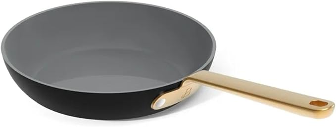Pans 12pc Ceramic Non-Stick Cookware Set by Drew Barrymore Pots &amp Pans with Lids Dishwasher‑SafeSoft‑Touch Handles Even‑Heat Base. (Black Seaseme)