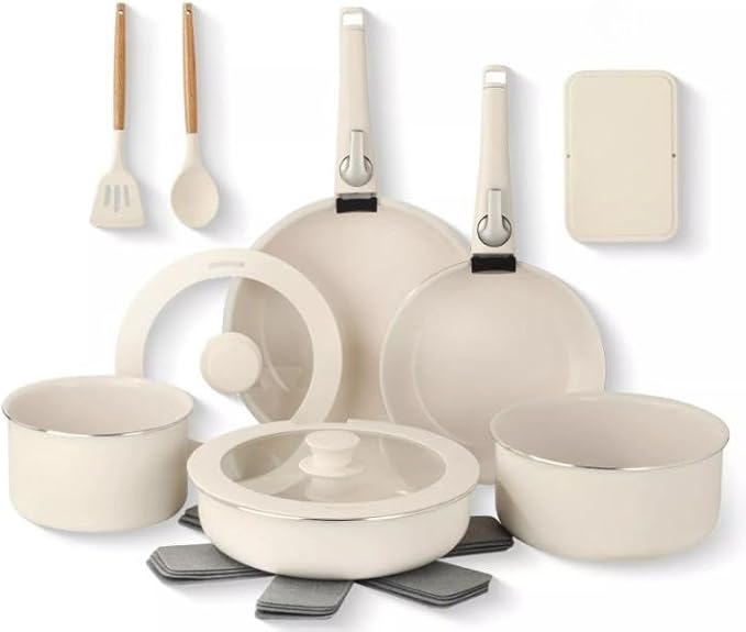 For Gotham Steel 18 Piece Removeable Handles Nonstick Ceramic Cookware Set
