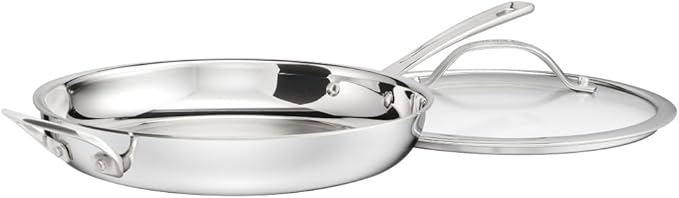 Cuisinart PureClad™ PureClad™ Triple-Ply 12 Stainless Steel Skillet with Helper Handle and Cover. PCT22-30HC