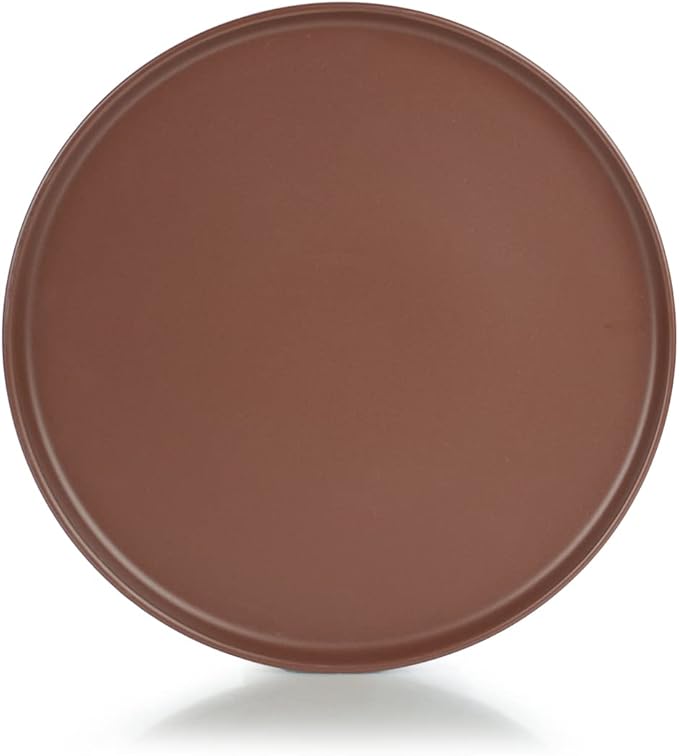 Everything Kitchens Modern Flat Dinnerware Collection (Brown Beige &amp Terracotta 12-Piece Dinner Plate Set)
