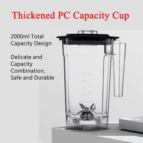 Super Quiet Commercial Blender with Soundproof Enclosure Heavy Duty Ice Crushing Machine Self-Cleaning 4D Blades Perfect for Smoothies Soups &amp Frozen Drinks - 2 Crushed Cups Included