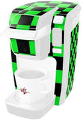 Decal Style Vinyl Skin compatible with Keurig K10 / K15 Mini Plus Coffee Makers Checkers Green (COFFEE MAKER NOT INCLUDED)