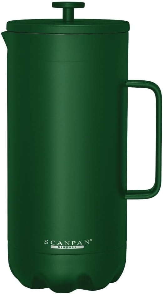 Scanpan to GO French Press Coffee Maker 1.0L Forest Green - Serves 8 Cups - 18/8 Food Grade Stainless Steel Drip-Free Spout - Scratch-Free Coating - Dishwasher Safe