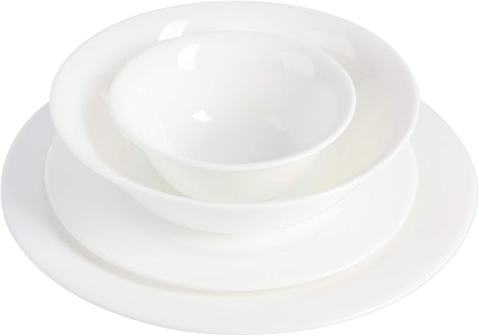 Gibson Ultra White Shadow 36 Piece Dinnerware Combo Set Service for 6