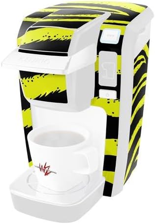 Decal Style Vinyl Skin compatible with Keurig K10 / K15 Mini Plus Coffee Makers Zebra Yellow (COFFEE MAKER NOT INCLUDED)