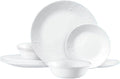 12 Piece Dinnerware Set Classic Embossed-floral Pattern Dinner Plates Soup cereal Bowls