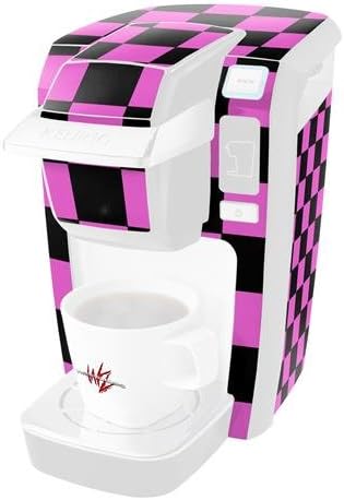 Decal Style Vinyl Skin compatible with Keurig K10 / K15 Mini Plus Coffee Makers Checkers Pink (COFFEE MAKER NOT INCLUDED)