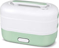 Automatic Cooking Electric Lunch BoxPortable Cooking Steam Lunch Box 1.2L Food Grade Mini Rice Cooker with 2 Stainless Steel Containers Suitable for Office and School 110V 350WPink (Green)