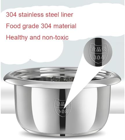Rice Cooker and Steamer with Keep Warm Function 304 Stainless Steel Liner Includes Spatula and Measuring Cup for 1-11 People(6L)