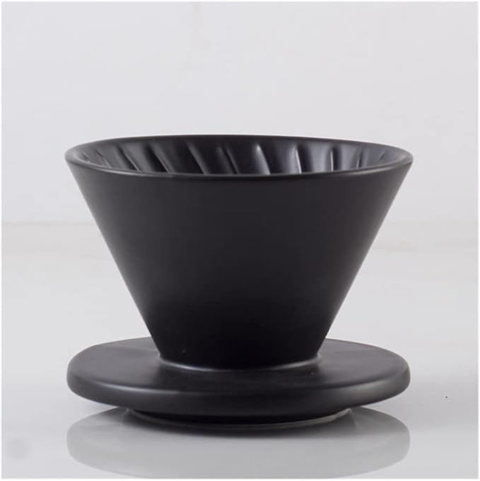 Coffee Press Ceramic Dripper 1-2 Cups Drip Filter Pot Pour Over Coffee Maker with Separate Stand for Filte 500ml Pots (Black Filter)