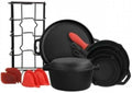 Round PreSeasoned Cast Iron Cookware Set - 12 Piece