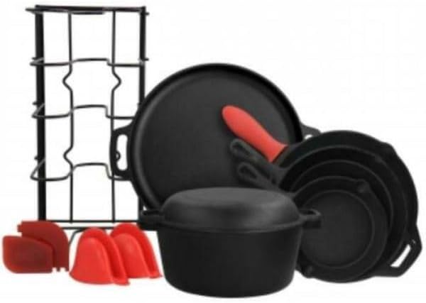 Round PreSeasoned Cast Iron Cookware Set - 12 Piece