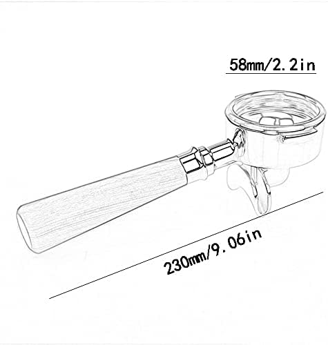 Coffee PortafilterBottomless Coffee Handle 58mm Coffee Machine Handle Compatible with EXPOBAR E61 Stainless Steel Wooden Handle Double Mouth Coffee Handle (Color : J) (Color : F)