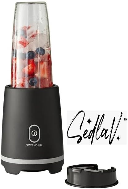 SEDLAV Compact Black Blender with Travel Lid - 16 oz Single-Serve Blender Innovation for On-the-Go