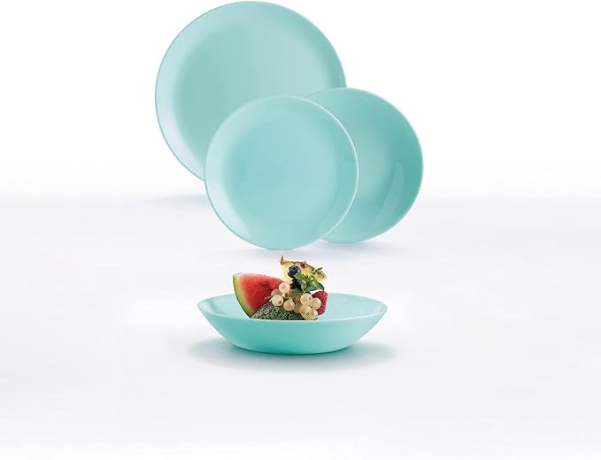 Luminarc Diwali Turquoise Opal Dinnerware Set 18 Pieces – 6 People Opal Suitable Microwave Safe Fridge Stackable