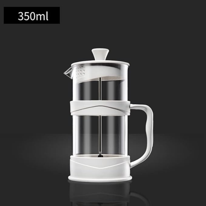 French Press Coffee Maker 12 Oz White Presses Tea Makers with Borosilicate Glass Cold and Hot Brew