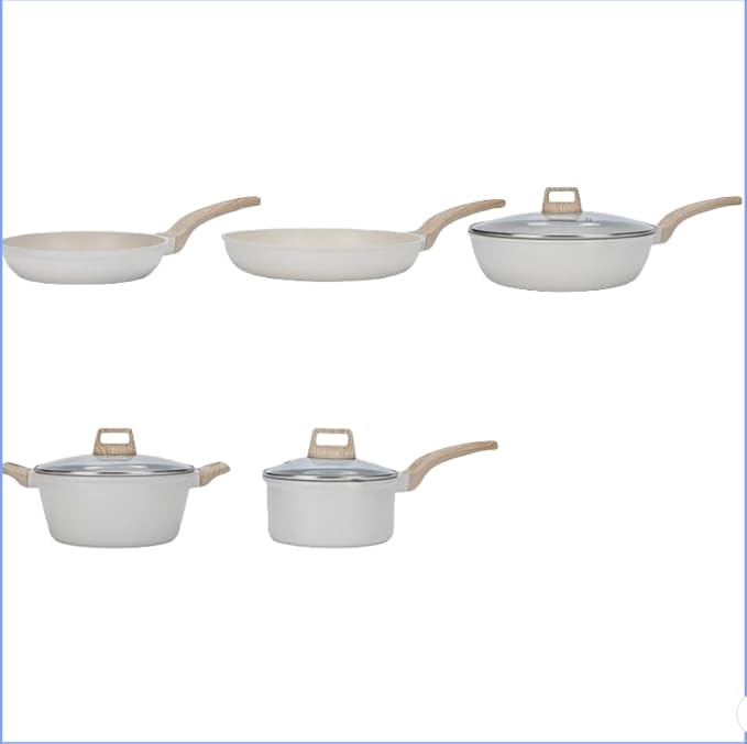 Cookware Sets-Coated Nonstick Cookware Set Induction &amp Gas Stove Compatible (Frying pan with lid Soup pan with lid Milk pan with lid frying pan inches frying pan 11.81 9.45 7.09 9.45)