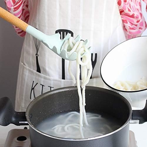 Kn082 11 in 1 Wooden Handle Silicone Kitchen Tool Set with Storage Bucket(Black) Cookware Set Cookware Picnic Boiler Cookware (Color : Green)