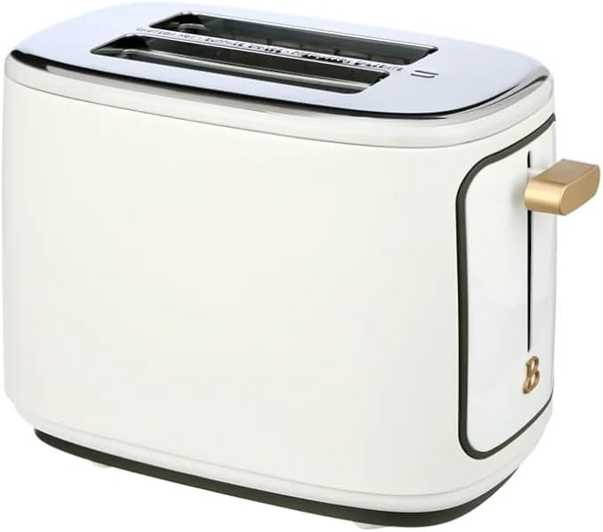 Beauti 2 Slices Toaster with Touch Activated Display 900 W Bagel/Frozen/Reheat Presets Wide Slots Easy Cleaning (White Icing)