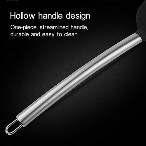 Kn605 Stainless Steel Handle Silicone Slice High Temperature Resistance Cooking Slice(Black) Cookware Set Cookware Picnic Boiler Cookware (Color : Black)