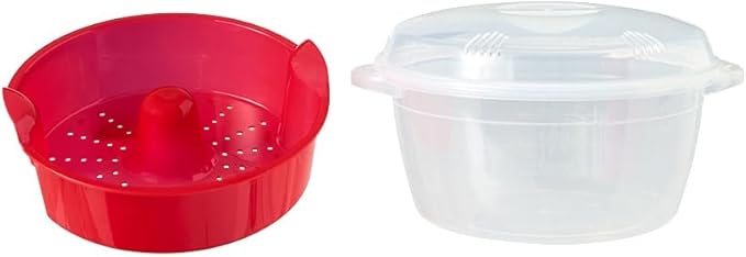 Compact Microwave Rice Cooker or Vegetable Steamer with Lid - Rice Cooker