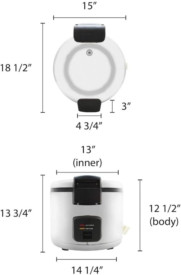 TrueCraftware- 33 Cup Electric Rice Cooker and Warmer with Stainless Steel Body &amp Hinged Stainless Steel Lid Warmer Plastic White Rice Spoon - Makes Soups Stews Grains Hot Cereals Commercial Rice
