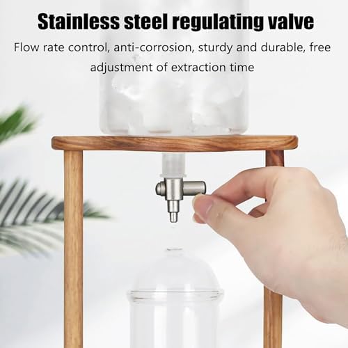 Cold Brew Drip TowerCold Drip Coffee Maker Iced Coffee Drip Towerwith Glass Carafe/Wooden Bracket