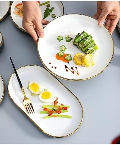Ceramics Dinnerware Sets with Golden Rim Blue Porcelain Bowls and Plates Sets Round 26 Pieces Stoneware Dishes Set for 6 Ceramic Dinner Sets for Parties Wedding Housew
