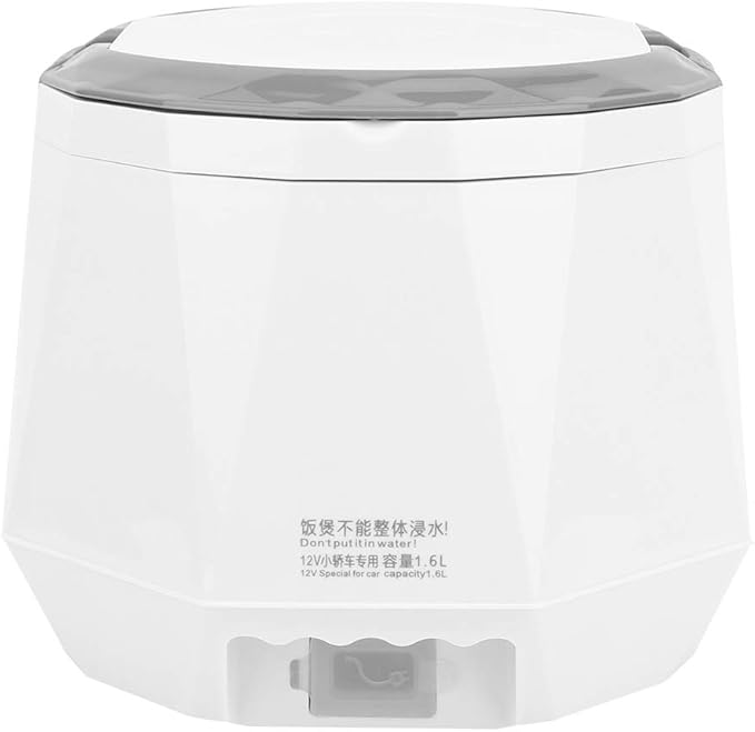 1.6L Mini Rice Cooker Portable Travel Steamer Electric Lunch Box Rice Cooking Tool for 12V Car Use White for Rice/Cooking/Soup