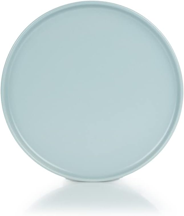 Everything Kitchens Modern Flat Dinnerware Collection (Dusty Blue &amp Terracotta 8-Piece Lunch Plate Set)