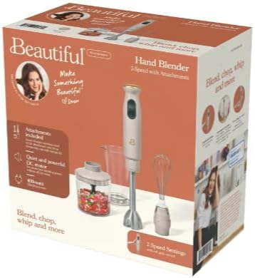 Beautiful 2-Speed Immersion Blender that includes a Chopper &amp Measuring Cup by Drew Barrymore (Porcini Taupe)
