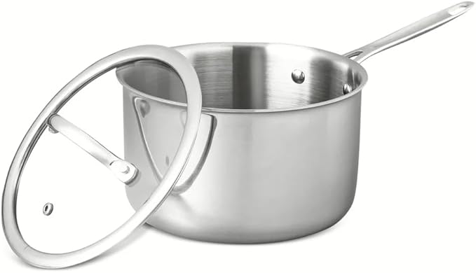 16-Piece Tri-Ply Nonstick Cookware and Utensil Set Even-Heating Pots Pans &amp Kitchen Tools Metal Utensil Safe Stainless Steel Handles Silver