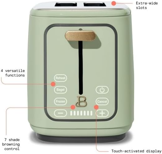 New beautifull 2-Sliice Digital Toaster with Touch-Activated Display Adjustable Browning Control Auto Shut-Off by D'rew Barry'more (Sage Green)