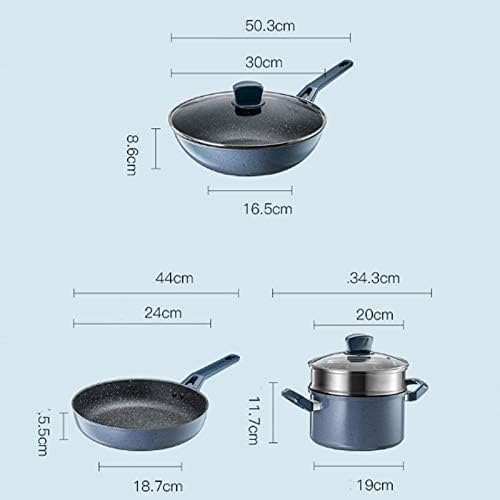 Cookware Cooking Pots 3Pcs Cookware Set Wok Soup Pot with Glass Lid Frying Pan Aluminum Alloy Non-Stick Cooking Pot Set Kitchen Kitchen Saucepan Set