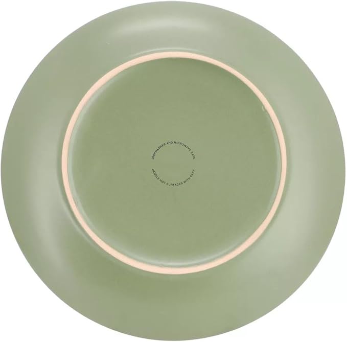12 Piece Stoneware Dinnerware Set – Round Plates Bowls &amp Mugs for 4 Dishwasher &amp Microwave Safe Modern Matte Finish (Green)