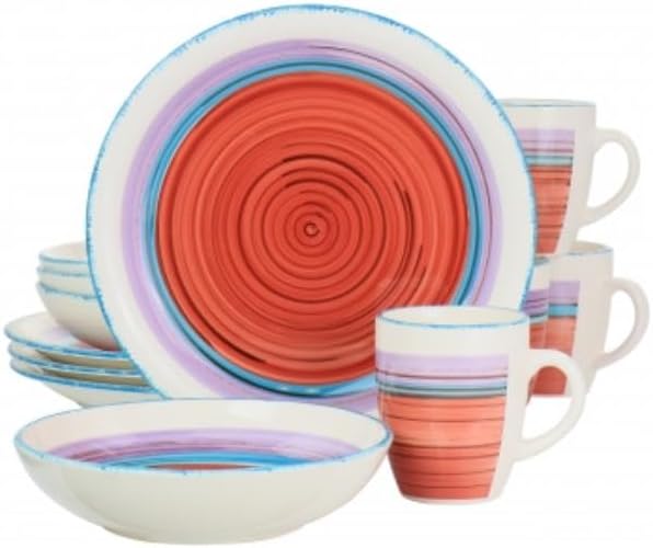 Richvale Round Durastone Dinnerware Set Red - 12 Piece
