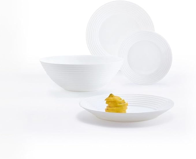 Luminarc Harena Dinnerware Plates and Dishes 19 PIEZAS White