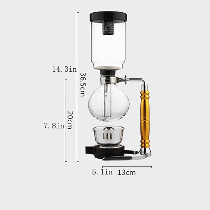 Beverage Equipment Borosilicate Glass Siphon Coffee Maker Tabletop Coffee Maker with Alcohol Burner Iced Coffee Maker with Stainless Steel Base Siphon Coffee Maker