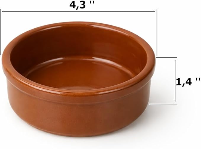 Areste Mexican Clay Cookware Set of 6 – Full Brown Terracotta Pots Bowls Plates &amp Serving Dishes – Spanish Earthenware for Baking Yogurt Kheer Meat Vegetables – Cazuelas Mexicana
