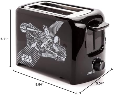 Star Wars 2-Slice Toaster with Ships from Select Brands - Kitchen Essential with Hinged Crumb Tray &amp Self-Centering Slots - Breakfast &amp Sandwich Toast Maker - Two Slice Toaster with Bread Lift