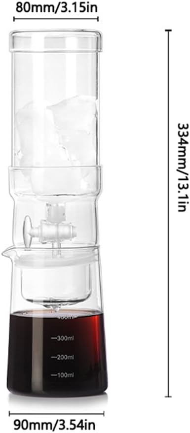 13.5OZ Cold Brew Coffee Maker High Borosilicate Glass Ice Drip Coffee Brewer Adjustable Outlet Drip Speed Constant Pressure Brewing