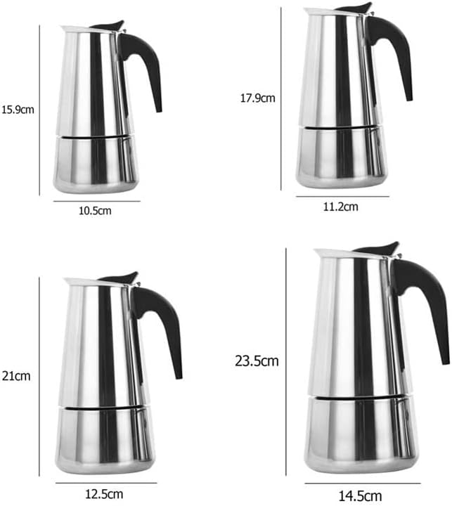 Coffee Maker Pot Stainless Steel Mocha Espresso Latte Stovetop Filter Moka for Kitchen