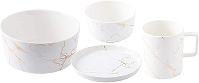 Dinnerware SetPorcelain Dinnerware Set Marble Dinner Set MicrowaveOven Safe Plates and Bowls Set for FamilyRestaurantParty