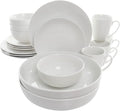 18 Piece Owen Porcelain Dinnerware Set with 2 Large Serving Bowls White