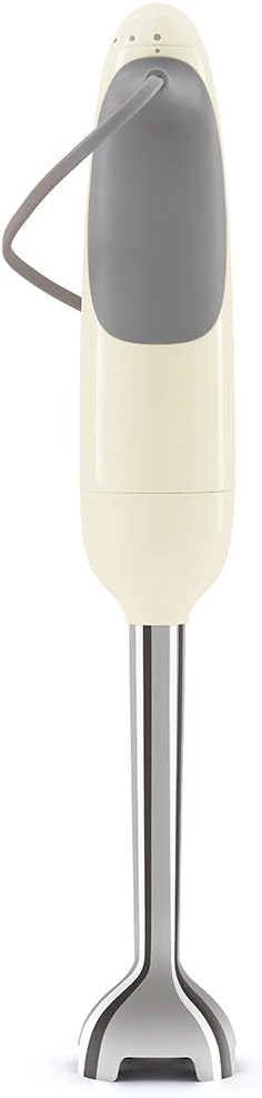 SMEG Handheld Immersion Blender with Beaker Chopping Bowl w/Lid Wire Whisk 5 Speed Controls made with Stainless Steel Blades and Ergonomic Design (Cream)