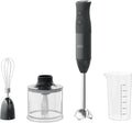 AEG HB4-1-6GG hand blender including 2 stainless steel blades comprehensive accessories BPA-free 2 speed settings turbo function dishwasher safe brushed stainless steel / grey
